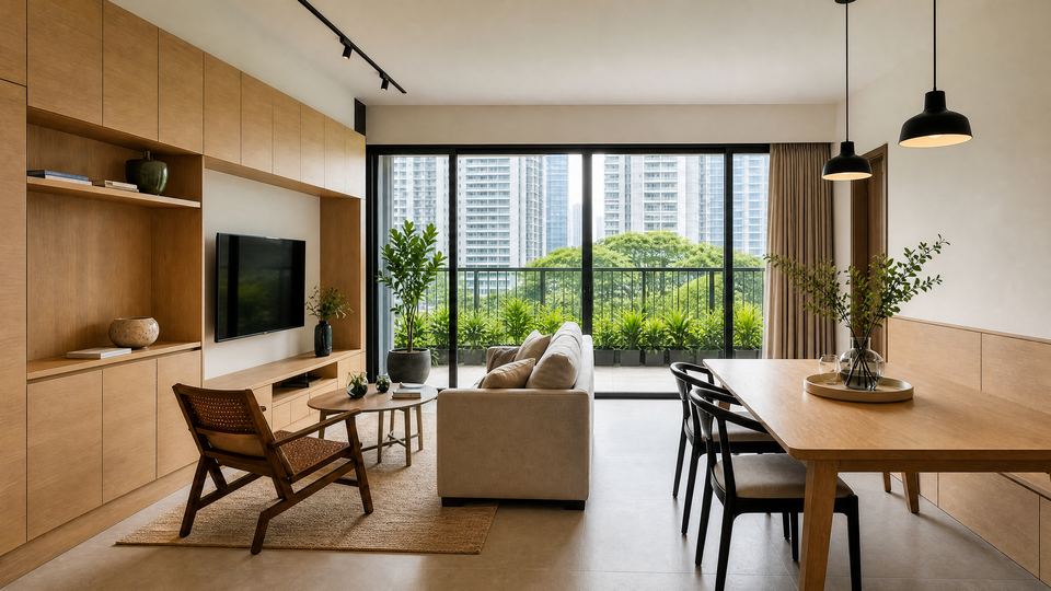 Singapore condo living and dining