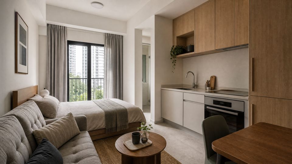 Compact apartment, shown honestly